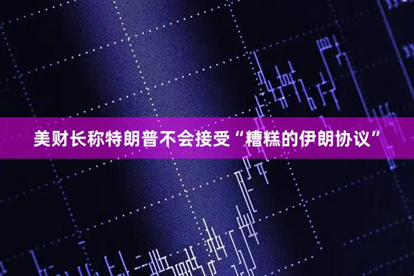 美财长称特朗普不会接受“糟糕的伊朗协议”